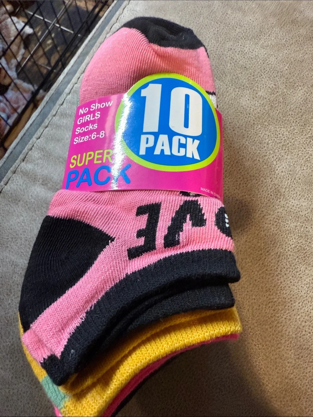 Girls No-Show Sock Pack - Pink & Black
